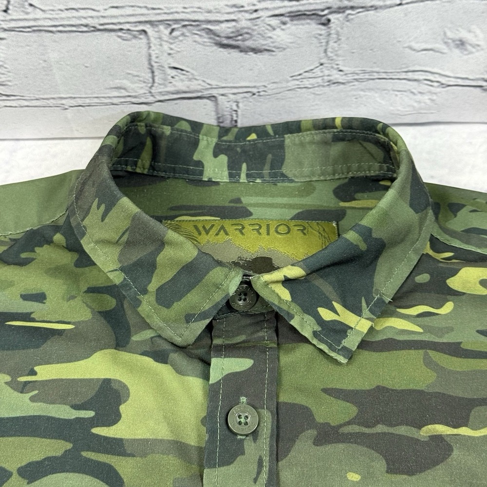 Warrior Camo M81 WOODLAND Camouflage Shirt Men M Tactical Button Up Short Sleeve